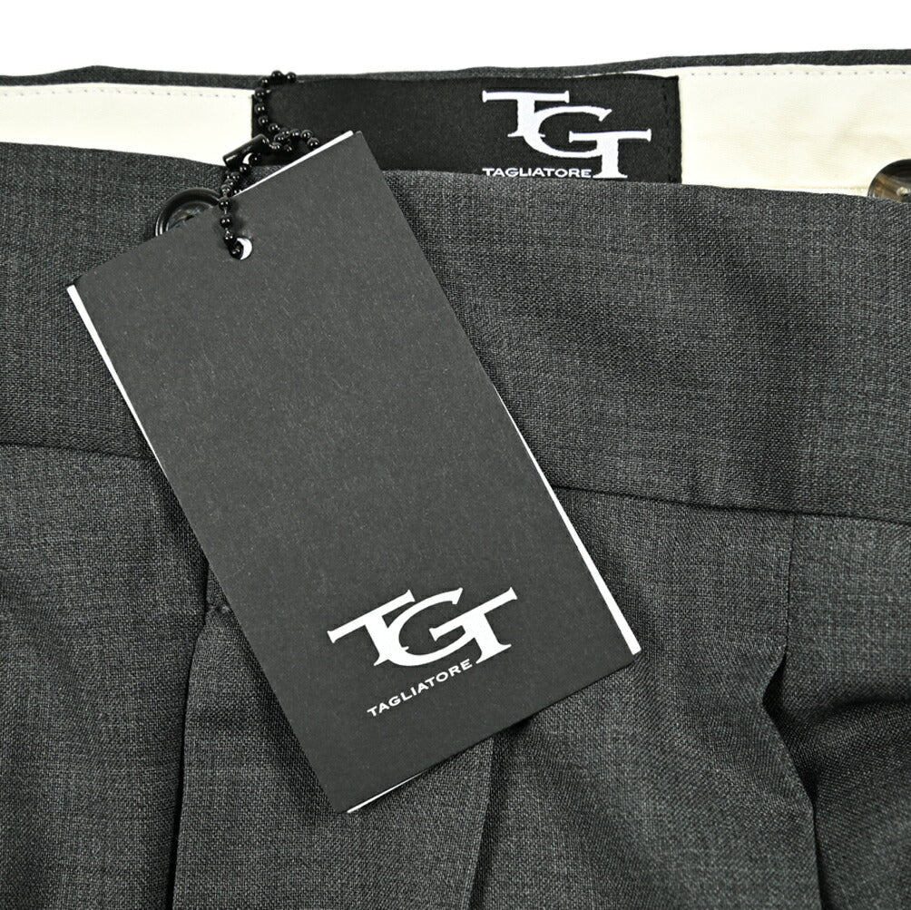 25SS TAGLIATORE ヴァージンウール100% ツータックベルトレススラックス / P - FRED24|416312|GUARDAROBA MILANO OFFICIAL STORE