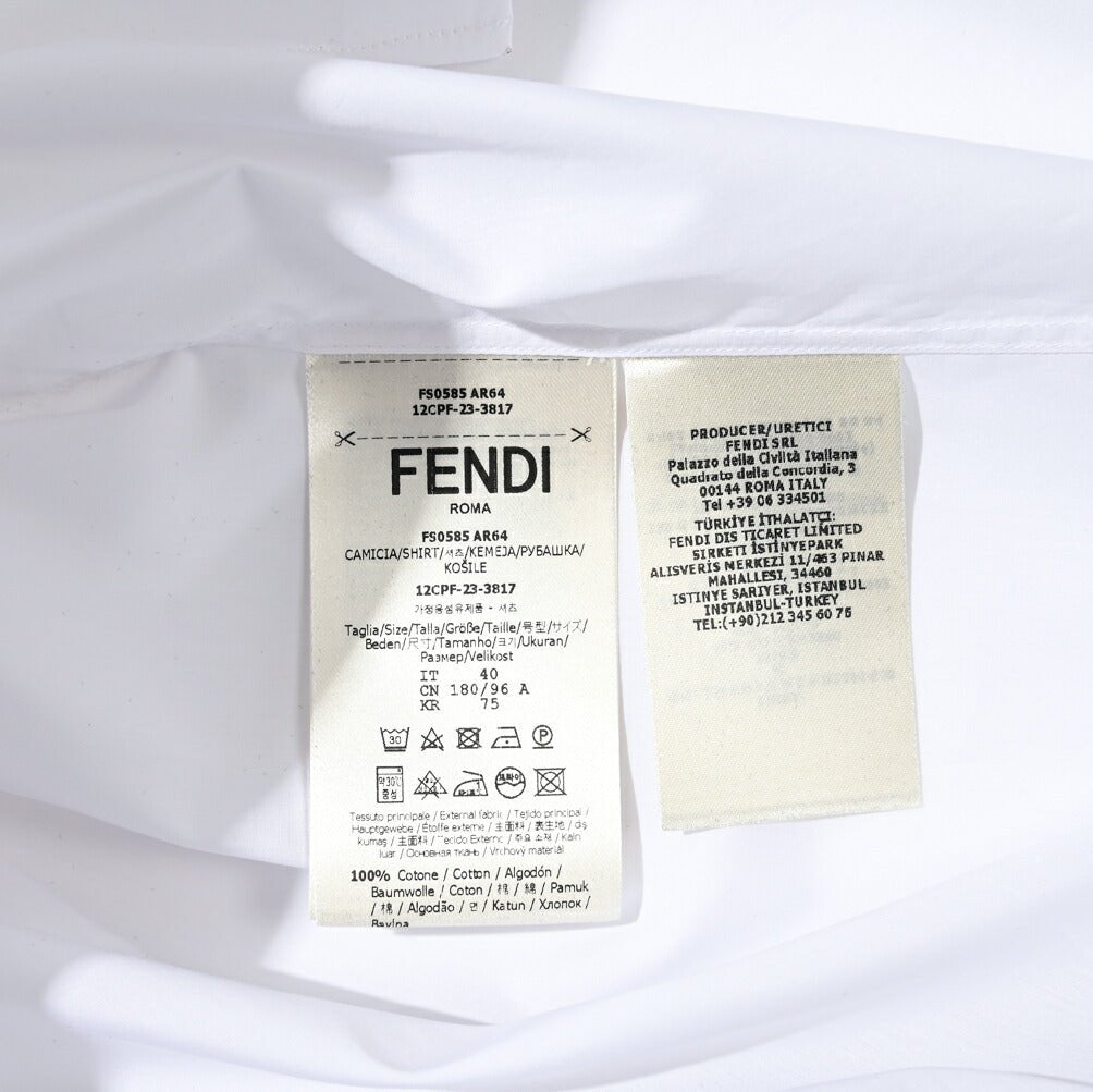 FENDI コットン100% 刺繍ロゴ 比翼シャツ|400395 - 40|GUARDAROBA MILANO OFFICIAL STORE