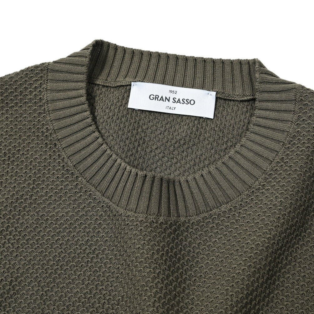 SALE|GRAN SASSO コットン100% ワッフルニットクルーネックセーター / SLOWEAR|404005 - 52|GUARDAROBA MILANO OFFICIAL STORE