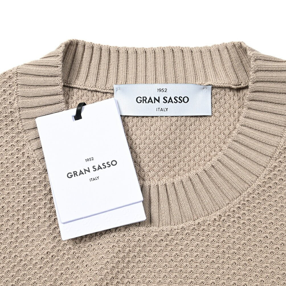SALE|GRAN SASSO コットン100% ワッフルニットクルーネックセーター / SLOWEAR|404039 - 56|GUARDAROBA MILANO OFFICIAL STORE