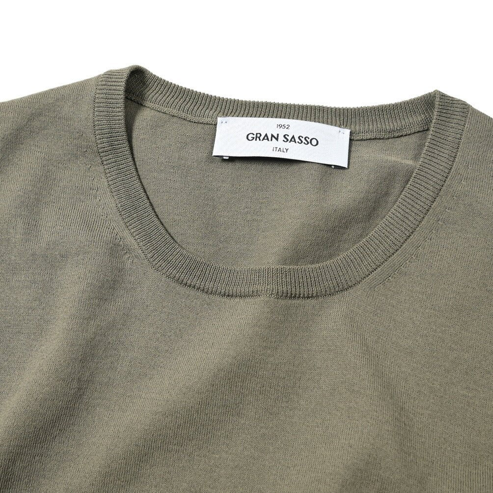 24SS GRAN SASSO コットン100% クルーネックハイゲージニットTシャツ|GUARDAROBA MILANO OFFICIAL STORE