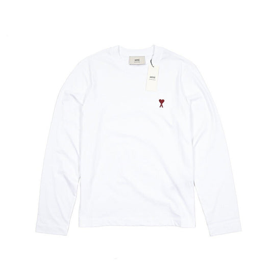 25 - 26AW AMI PARIS コットン100% ワンポイントロゴ長袖 Tシャツ|426494 - S|GUARDAROBA MILANO OFFICIAL STORE
