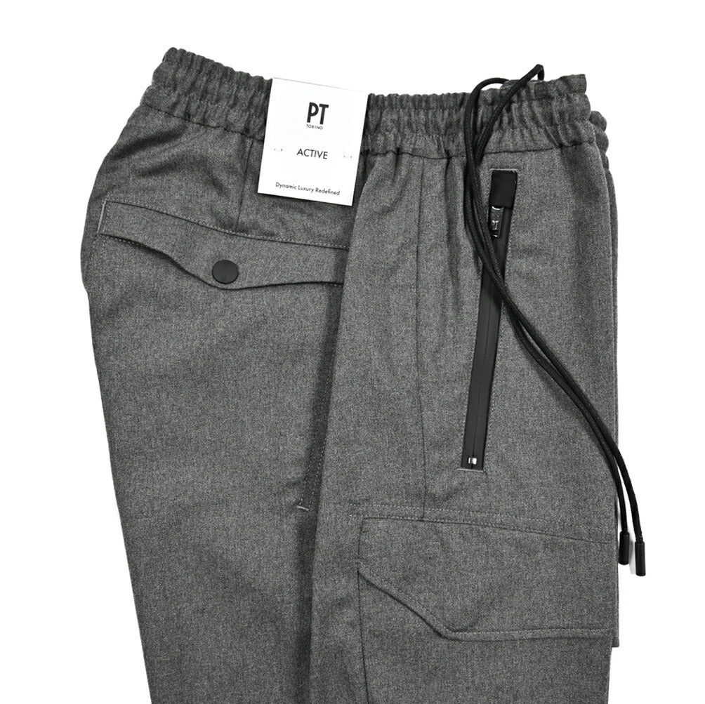 25 - 26AW PT TORINO Active "THETA" 高機能ストレッチウール ドローコード付きテックカーゴパンツ (TECHNO WASHABLE WOOL)|425611 - 44|GUARDAROBA MILANO OFFICIAL STORE