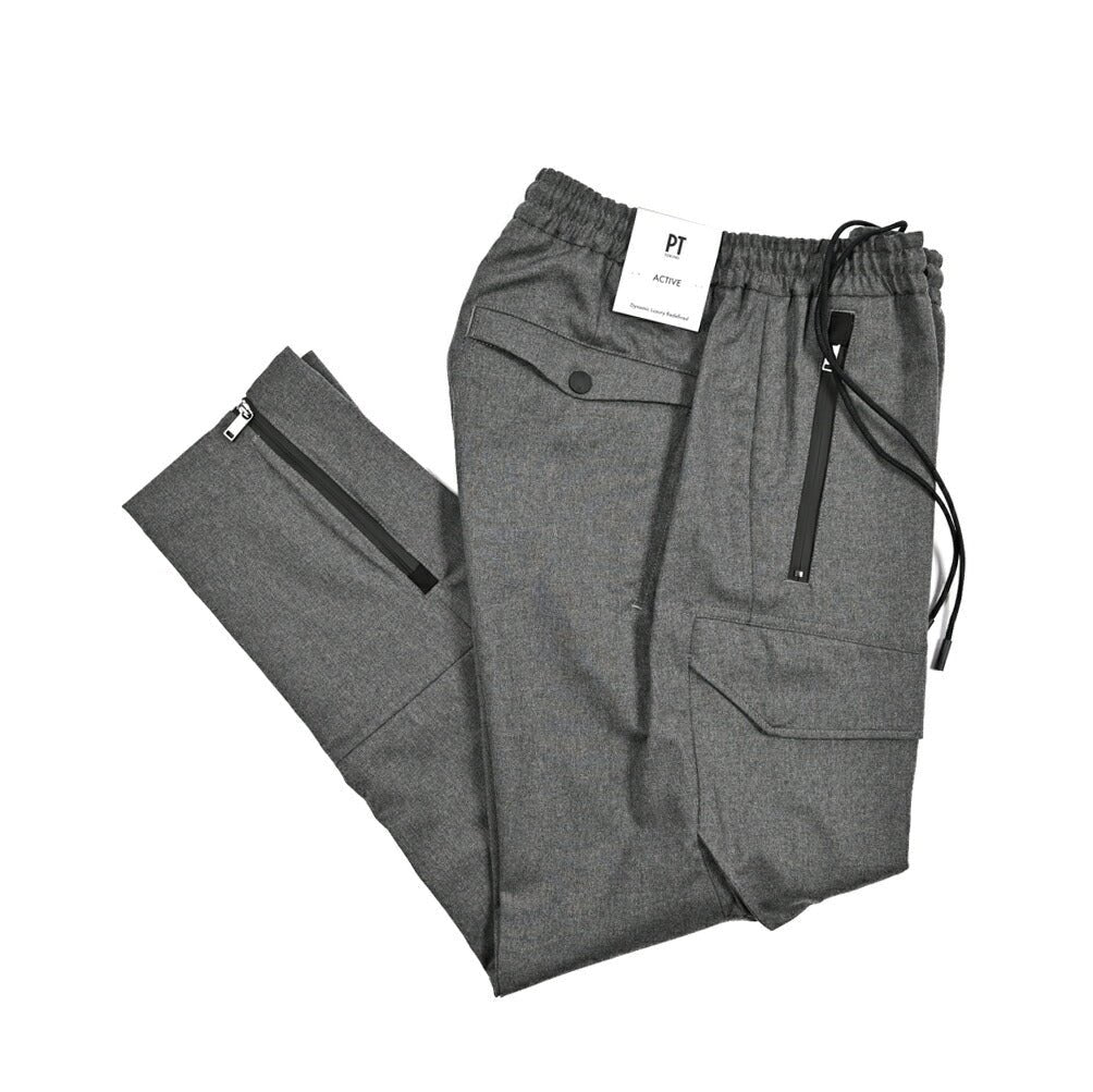 25 - 26AW PT TORINO Active "THETA" 高機能ストレッチウール ドローコード付きテックカーゴパンツ (TECHNO WASHABLE WOOL)|425611 - 44|GUARDAROBA MILANO OFFICIAL STORE