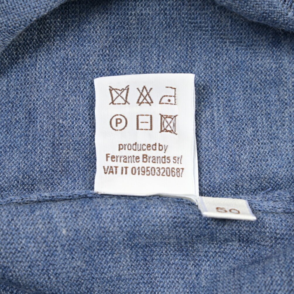 26 - 27AW FILIPPO DE LAURENTIIS メリノウール100% モックネックニットセーター / SUPERFINE 120's ブルーグレー 46 | GUARDAROBA MILANO OFFICIAL STORE