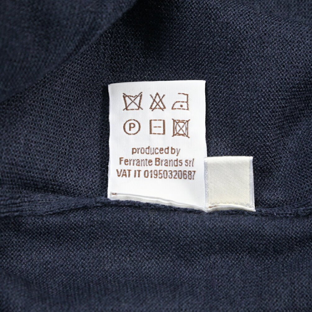 26 - 27AW FILIPPO DE LAURENTIIS メリノウール100% モックネックニットセーター / SUPERFINE 120's ネイビー 46 | GUARDAROBA MILANO OFFICIAL STORE