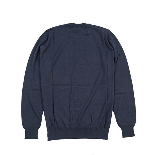 26 - 27AW FILIPPO DE LAURENTIIS メリノウール100% クルーネックニットセーター / SUPERFINE 120's ネイビー 46 | GUARDAROBA MILANO OFFICIAL STORE