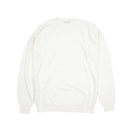 26 - 27AW FILIPPO DE LAURENTIIS メリノウール100% クルーネックニットセーター / SUPERFINE 120's ホワイト 46 | GUARDAROBA MILANO OFFICIAL STORE