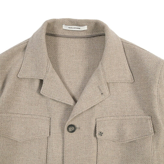 26-27AW TAGLIATORE “G-BROOK” ヴァージンウール混 サファリシャツジャケット ベージュ 48 | GUARDAROBA MILANO OFFICIAL STORE