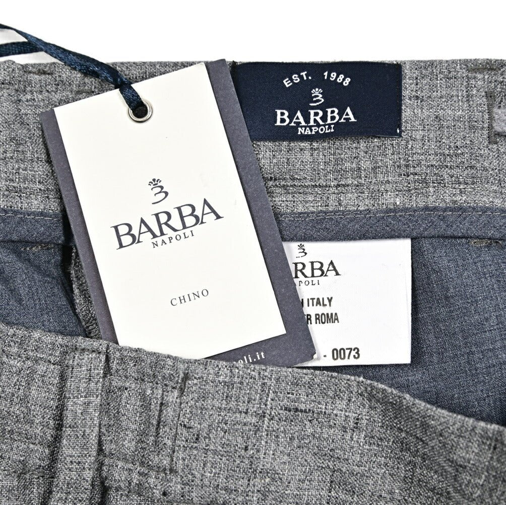 26SS BARBA リネン100% ドローコード付きワンタックパンツ|435496|GUARDAROBA MILANO OFFICIAL STORE