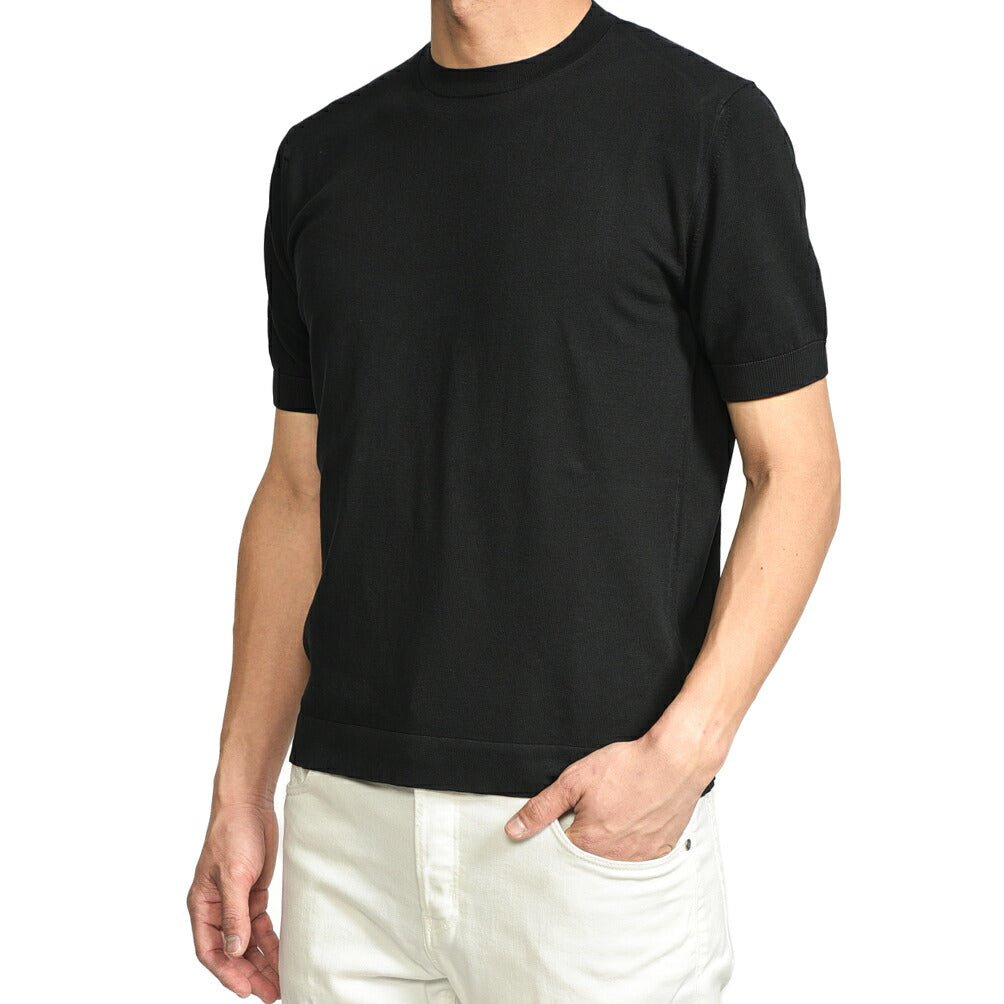 26SS CIRCOLO 1901 コットン100% 半袖ニットTシャツ ブラック XS | GUARDAROBA MILANO OFFICIAL STORE
