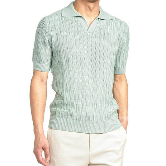 26SS GRAN SASSO コットン100% スキッパーカラーニットポロシャツ ライトグリーン 48 | GUARDAROBA MILANO OFFICIAL STORE