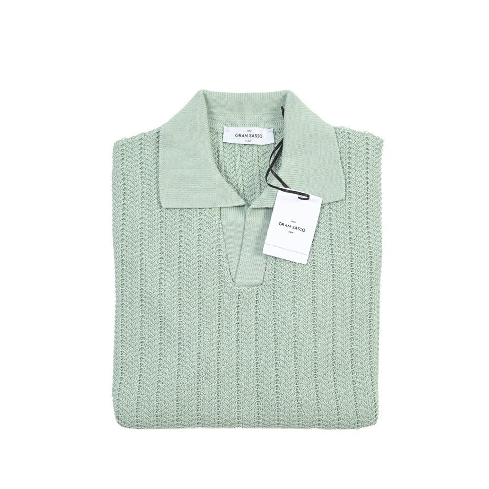26SS GRAN SASSO コットン100% スキッパーカラーニットポロシャツ ライトグリーン 48 | GUARDAROBA MILANO OFFICIAL STORE