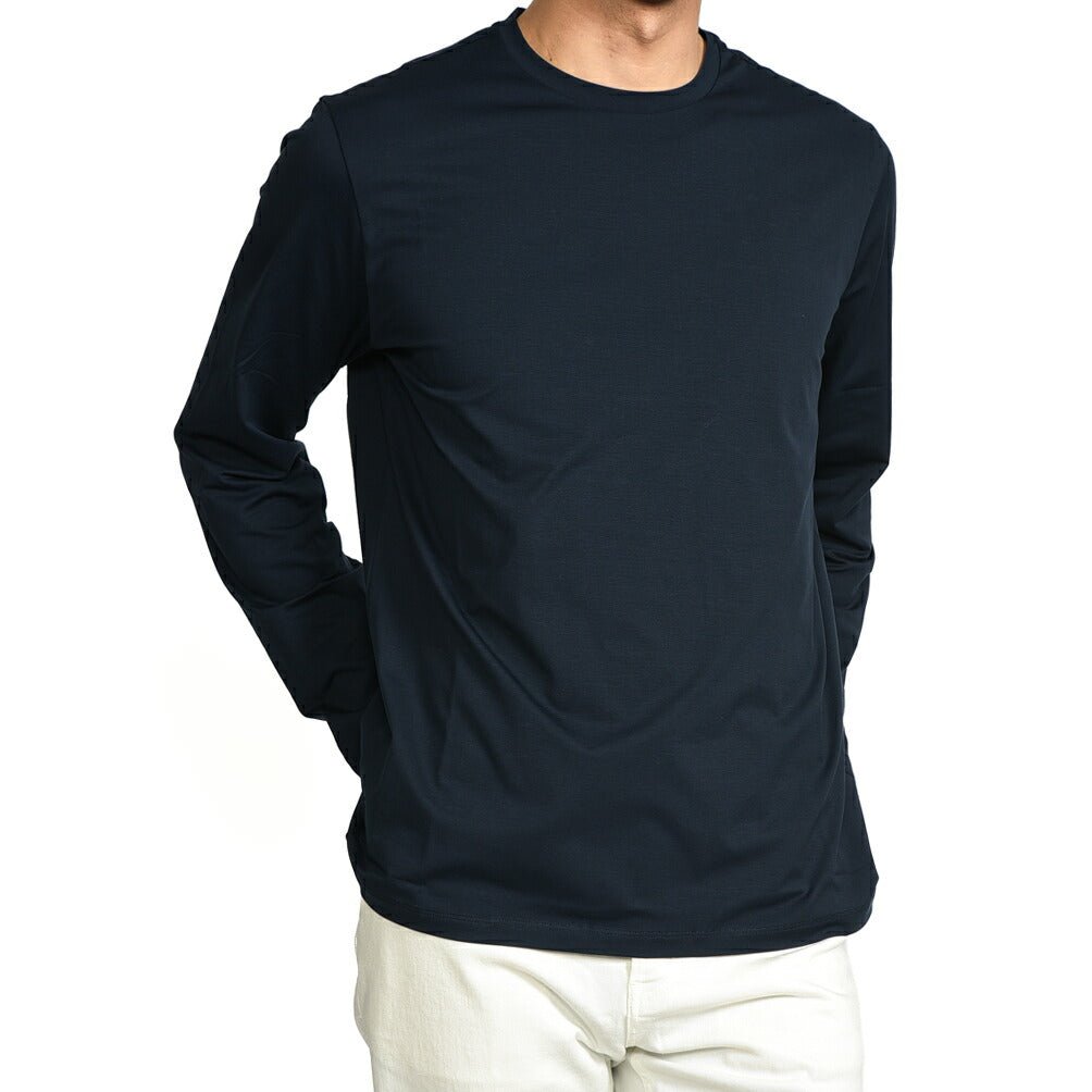 26SS HERNO ストレッチコットン 長袖Tシャツ ネイビー S | GUARDAROBA MILANO OFFICIAL STORE