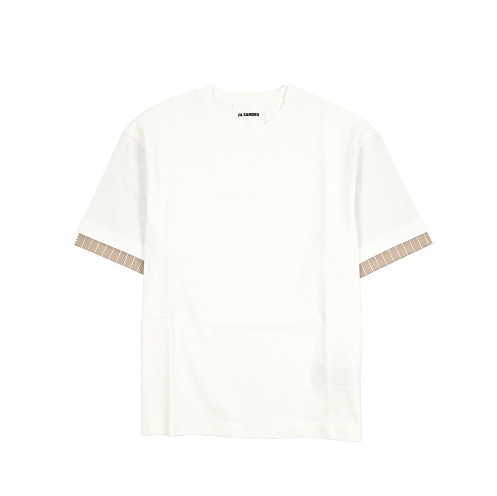 美品 ジルサンダー コットン ノーカラー シャツ JIL SANDER JIL SANDER（ジルサンダー） Tシャツ Jil Sanderロゴ バック プリント