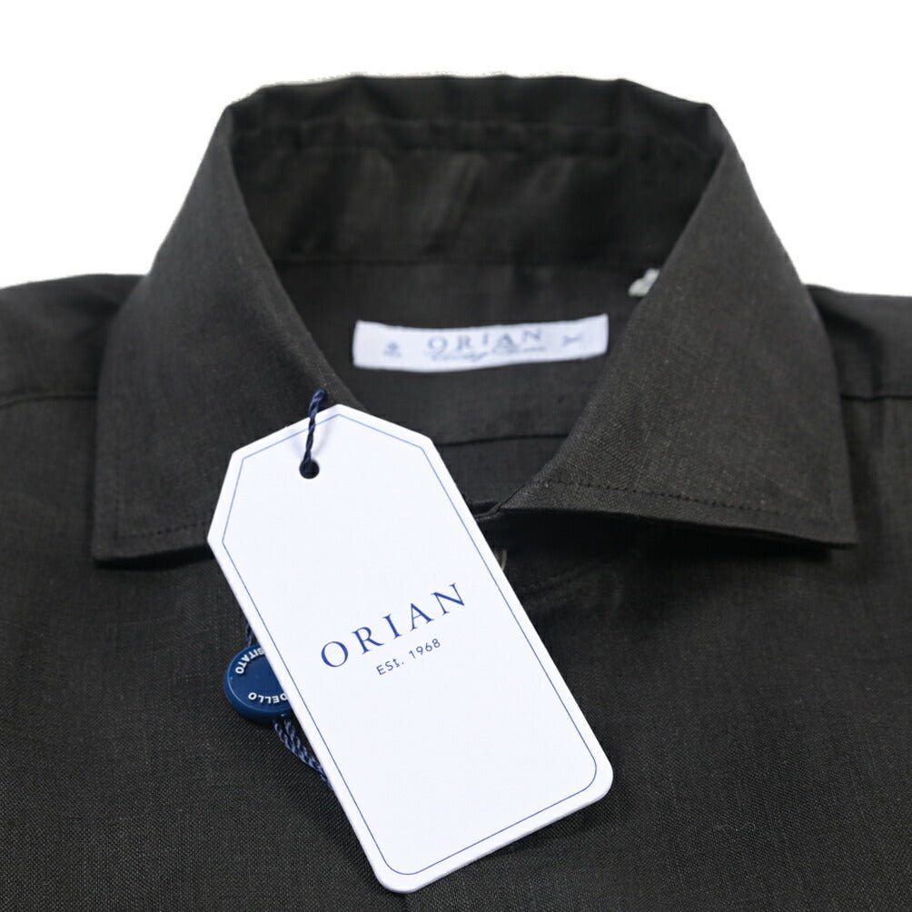 26SS ORIAN リネン100% ホリゾンタルカラードレスシャツ / Vintage Classic A. ブラック 38 | GUARDAROBA MILANO OFFICIAL STORE