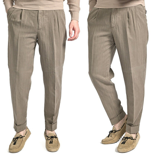 26SS PT TORINO CARROT FIT リヨセル混リネンコットン ツータックスラックス|436449-44|GUARDAROBA MILANO OFFICIAL STORE