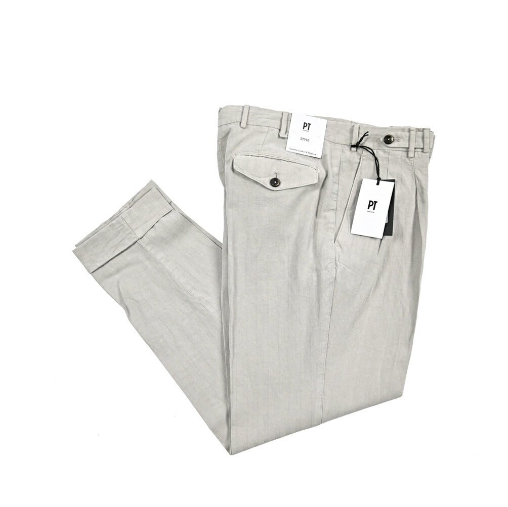 PT TORINO STYLE CARROT FIT リヨセル混リネン ツータックスラックス