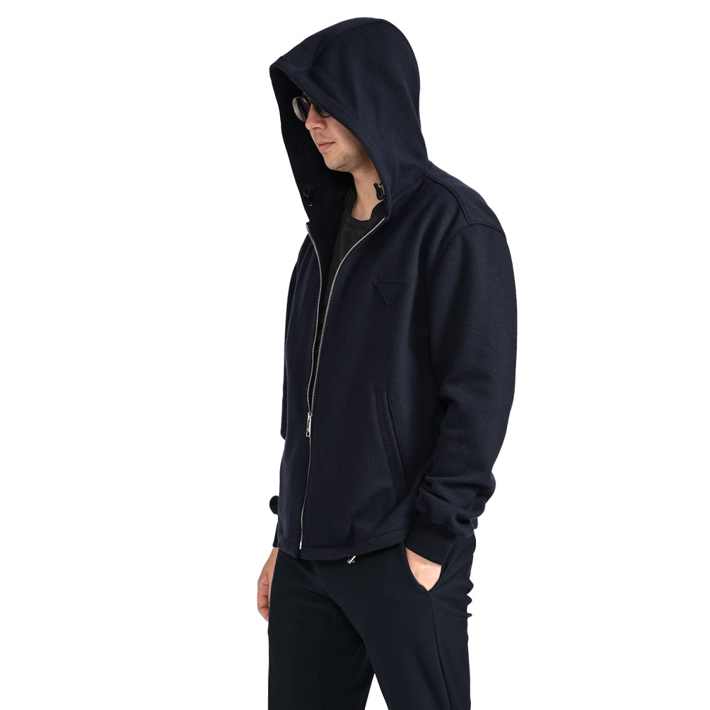 PRADA カシミヤウール トライアングルロゴフーディー