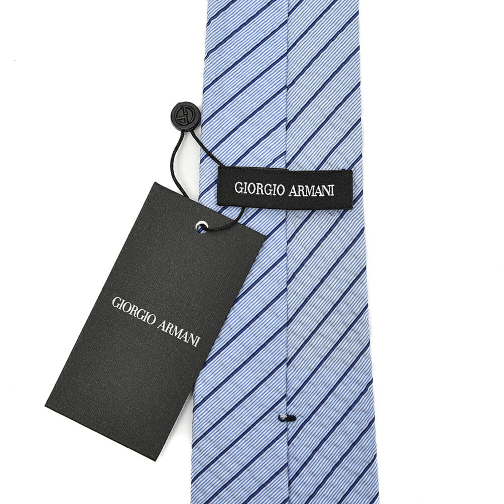 SALE|GIORGIO ARMANI コットン100% シアサッカーレジメンタルネクタイ