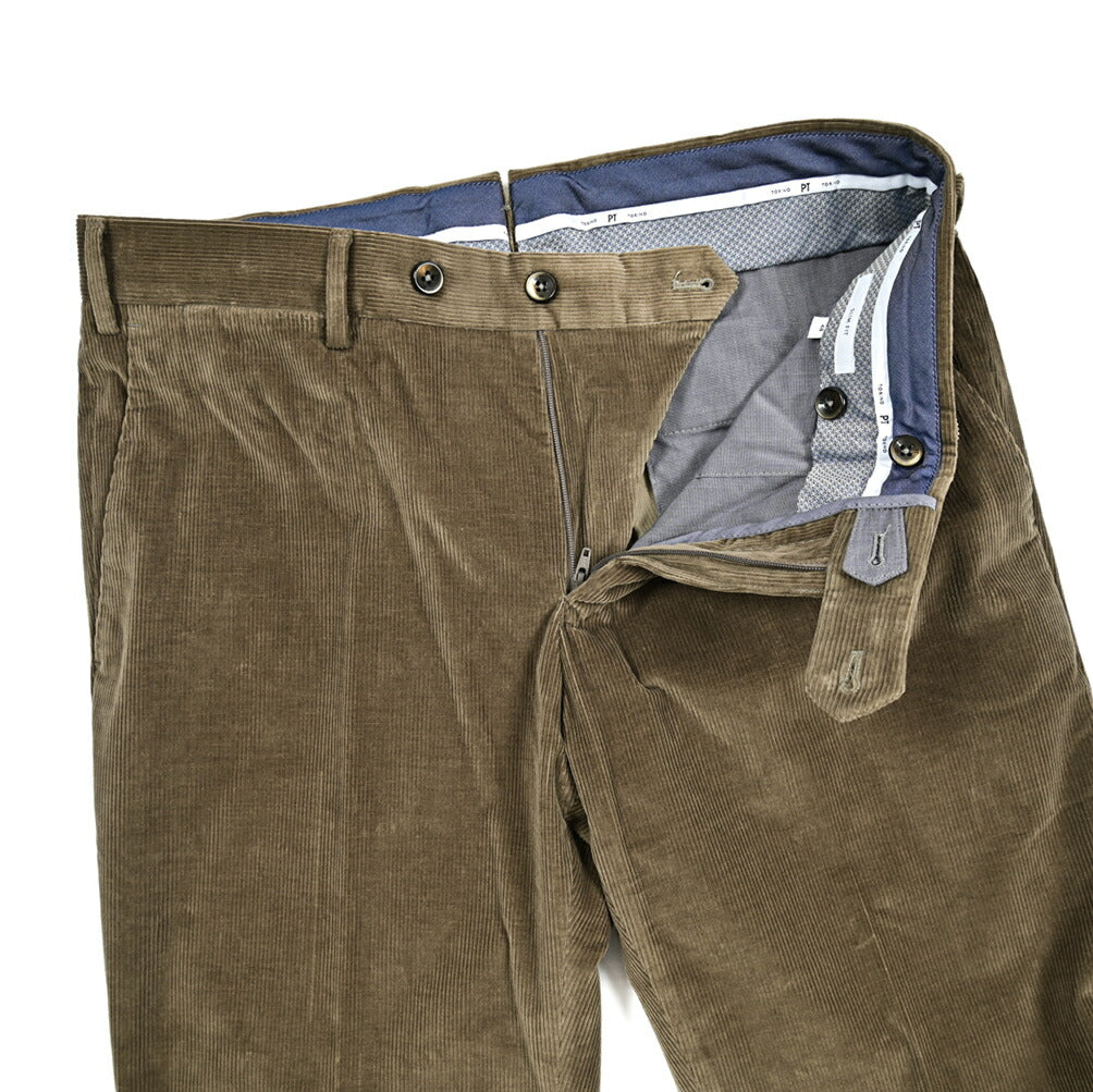 SALE|PT TORINO "SLIM FIT" ストレッチコットン ノータックコーデュロイパンツ