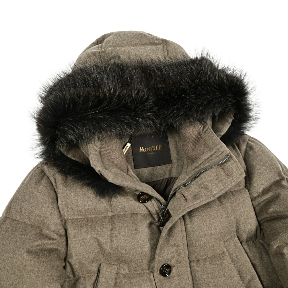 MOORER "PHILIP-IL" カシミヤ100% ファーフード付きダウンジャケット (Loro Piana RAIN SYSTEM)