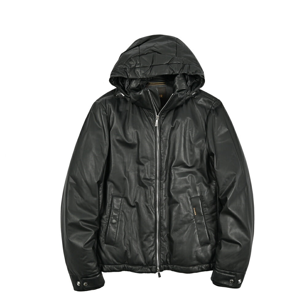 MOORER "ALBINI-LEW" レザーダウンジャケットフーディー