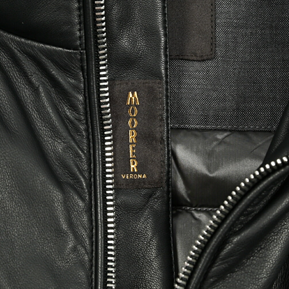MOORER "ALBINI-LEW" レザーダウンジャケットフーディー