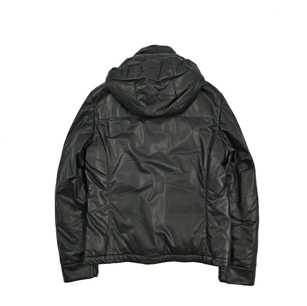 MOORER "ALBINI-LEW" レザーダウンジャケットフーディー
