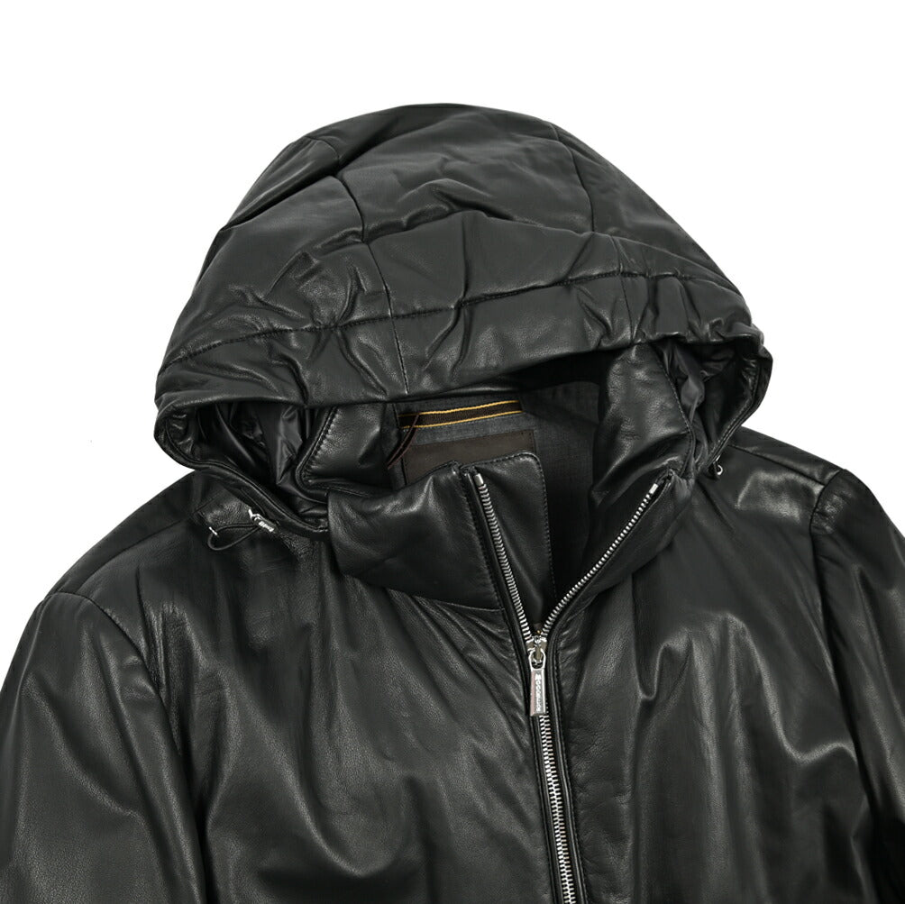 MOORER "ALBINI-LEW" レザーダウンジャケットフーディー