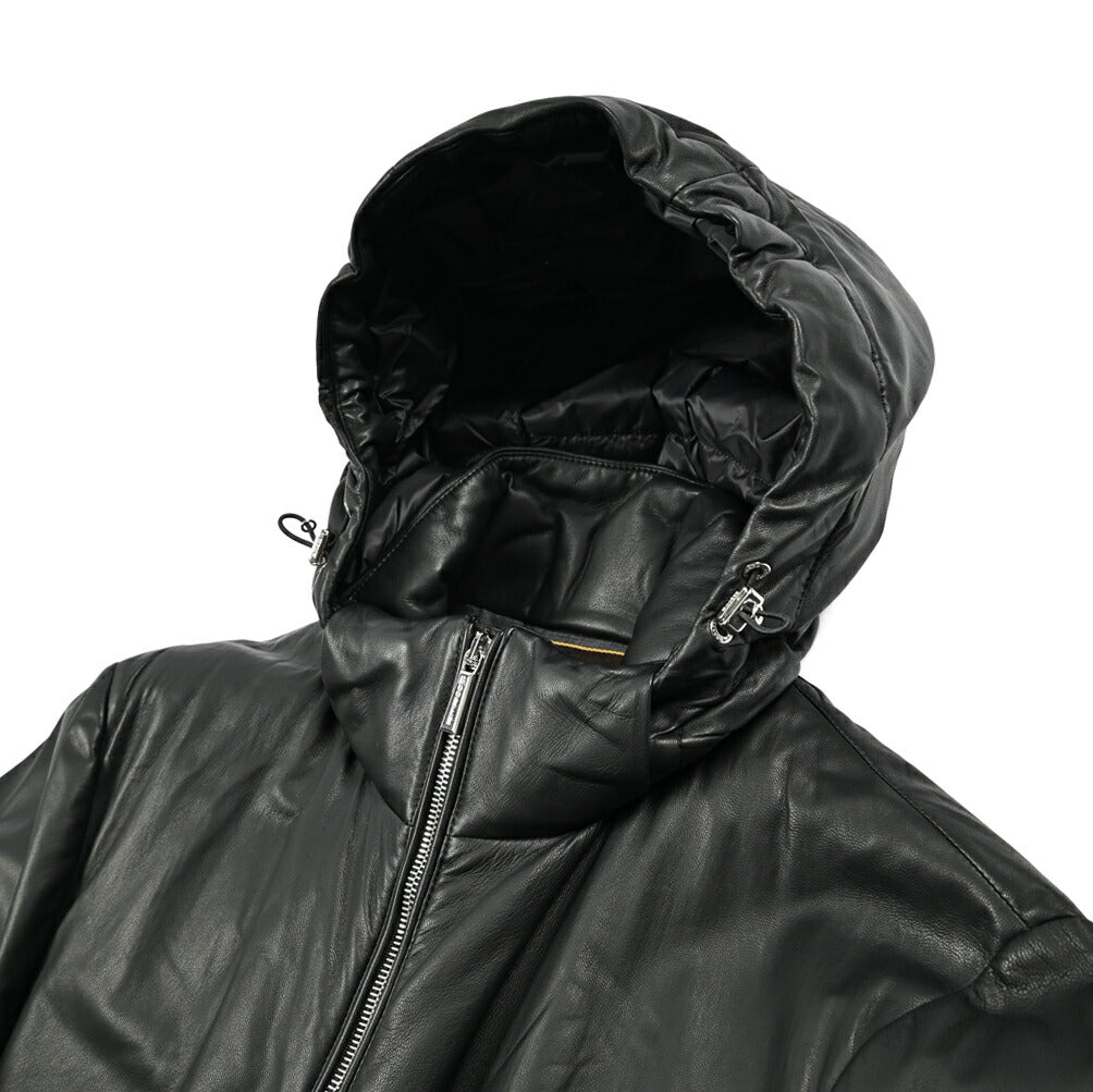 MOORER "ALBINI-LEW" レザーダウンジャケットフーディー