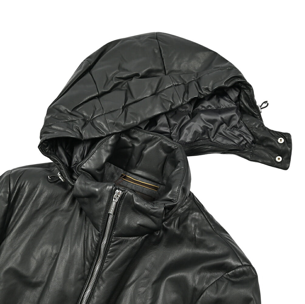 MOORER "ALBINI-LEW" レザーダウンジャケットフーディー