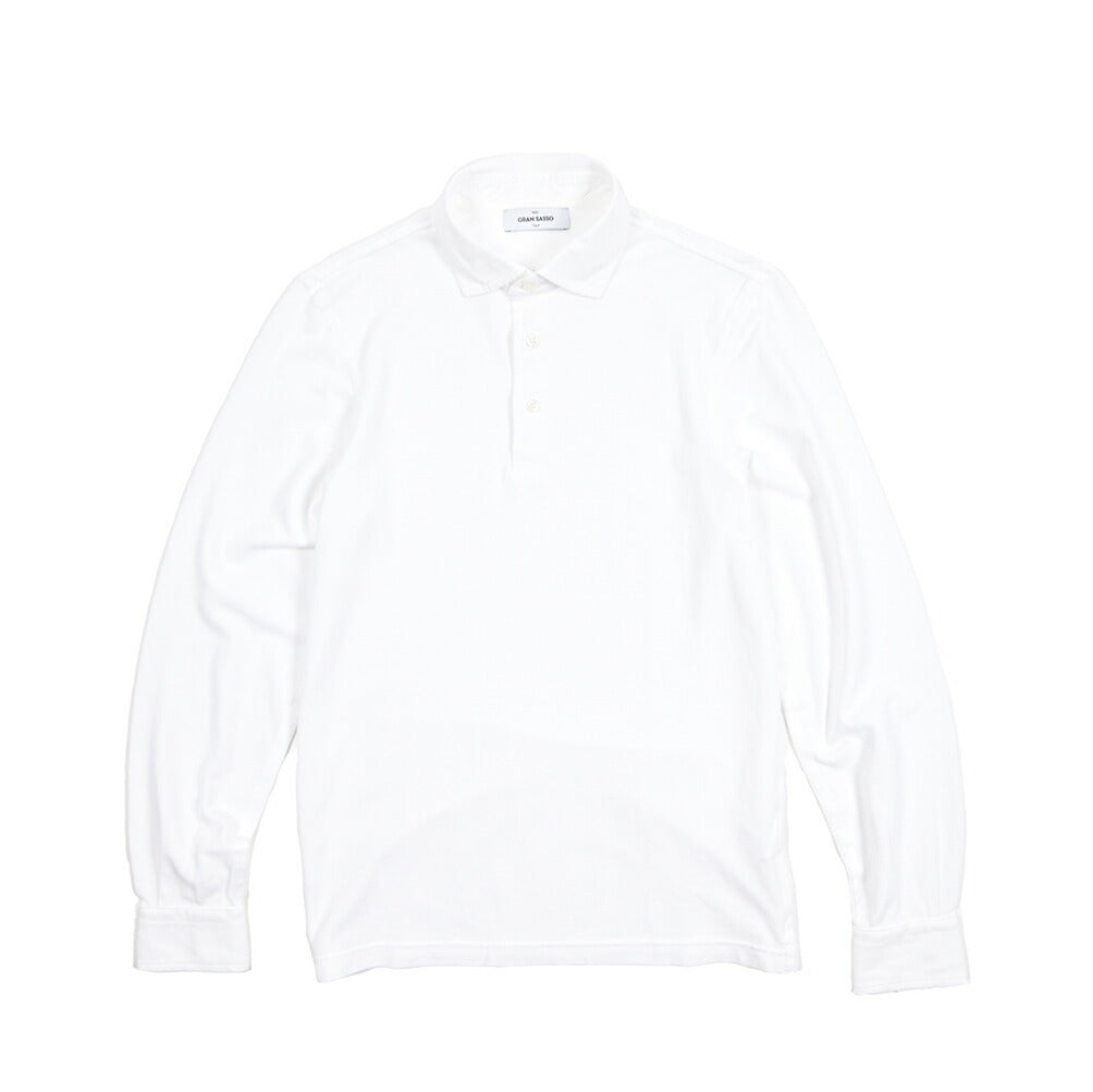 SALE|GRAN SASSO コットン100% 長袖鹿の子ポロシャツ