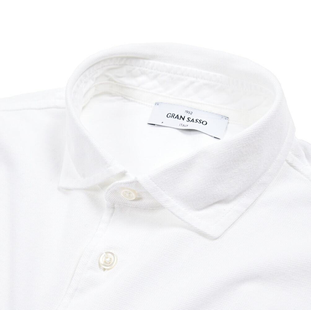 SALE|GRAN SASSO コットン100% 長袖鹿の子ポロシャツ