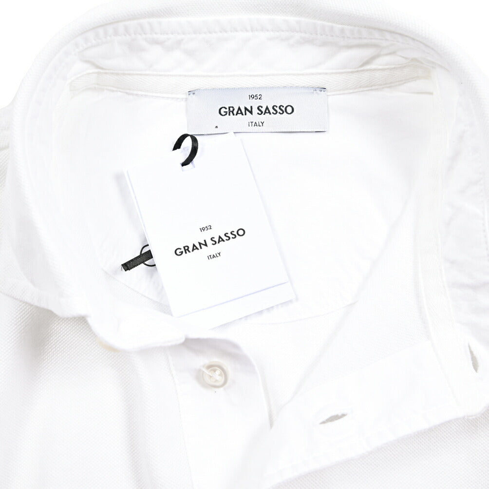 SALE|GRAN SASSO コットン100% 長袖鹿の子ポロシャツ