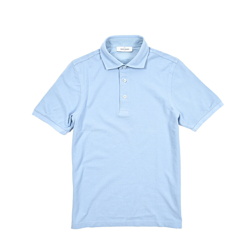 SALE|GRAN SASSO コットン100% 鹿の子ポロシャツ (製品染め)