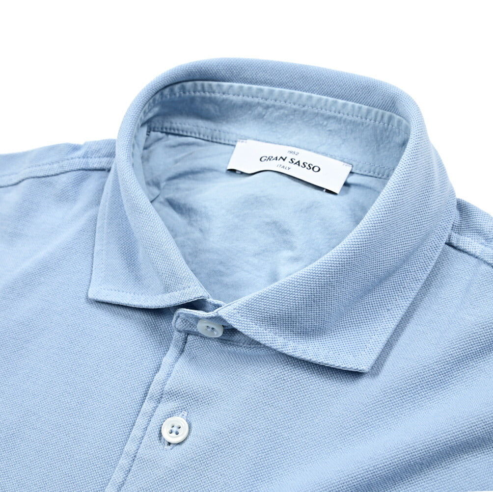 SALE|GRAN SASSO コットン100% 鹿の子ポロシャツ (製品染め)