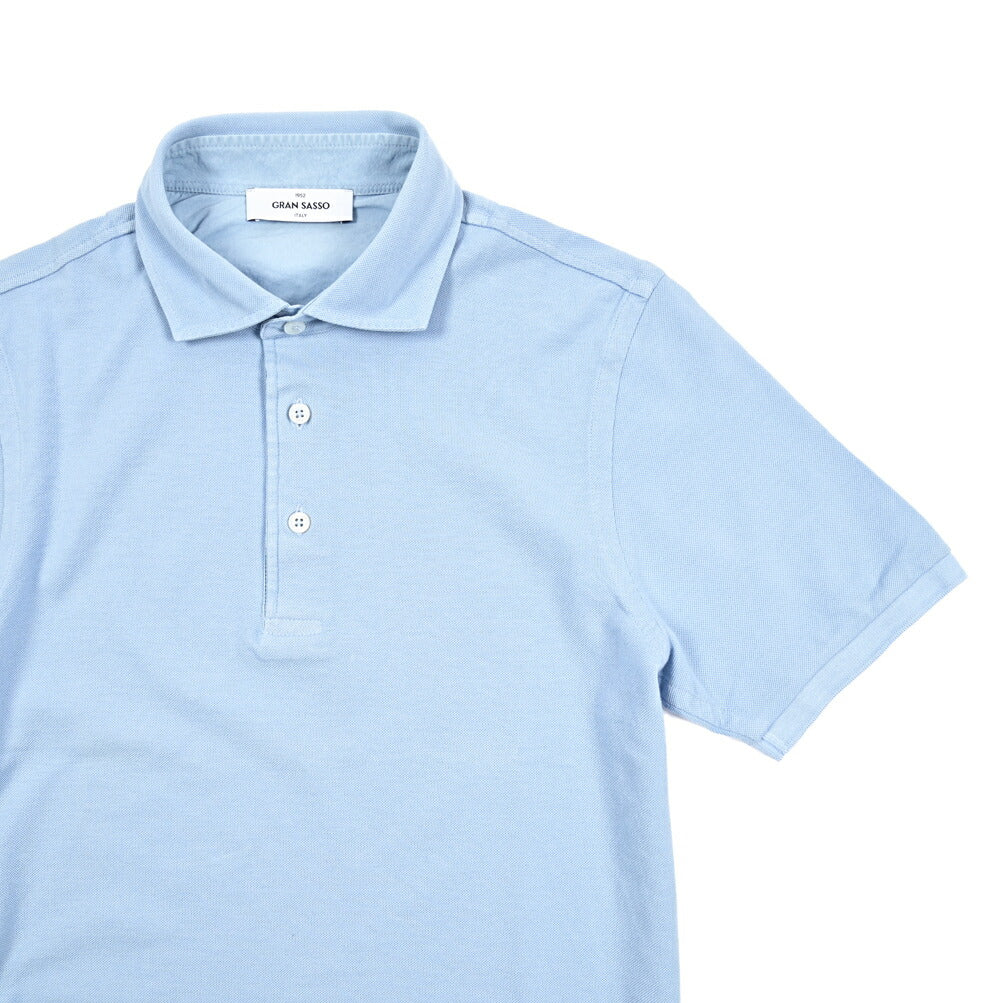 SALE|GRAN SASSO コットン100% 鹿の子ポロシャツ (製品染め)
