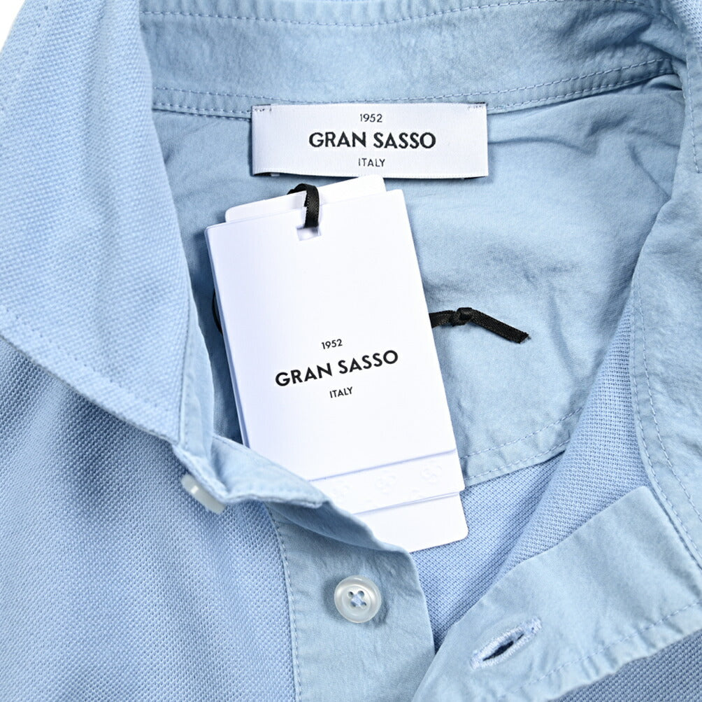 SALE|GRAN SASSO コットン100% 鹿の子ポロシャツ (製品染め)