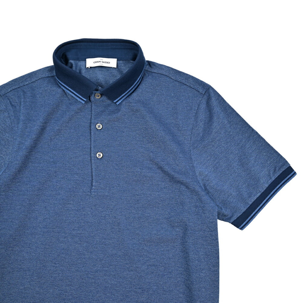 SALE|GRAN SASSO コットン100% 鹿の子ポロシャツ