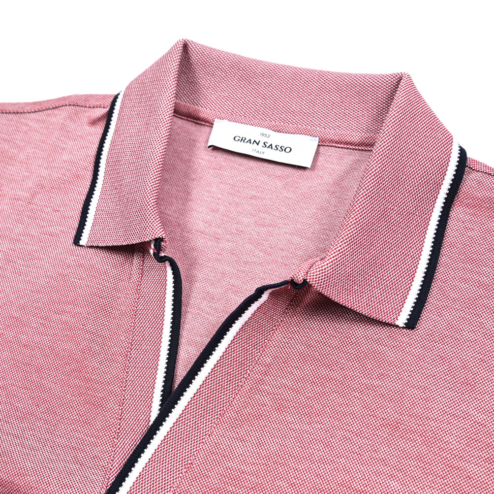 SALE|GRAN SASSO コットン100% 鹿の子スキッパーポロ