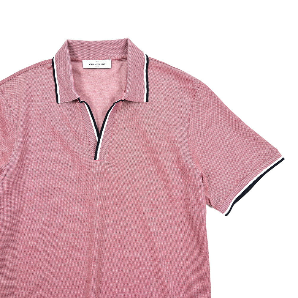 SALE|GRAN SASSO コットン100% 鹿の子スキッパーポロ