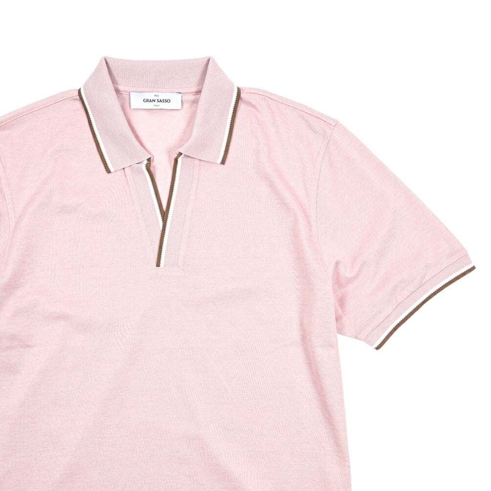 SALE|GRAN SASSO コットン100% 鹿の子スキッパーポロ