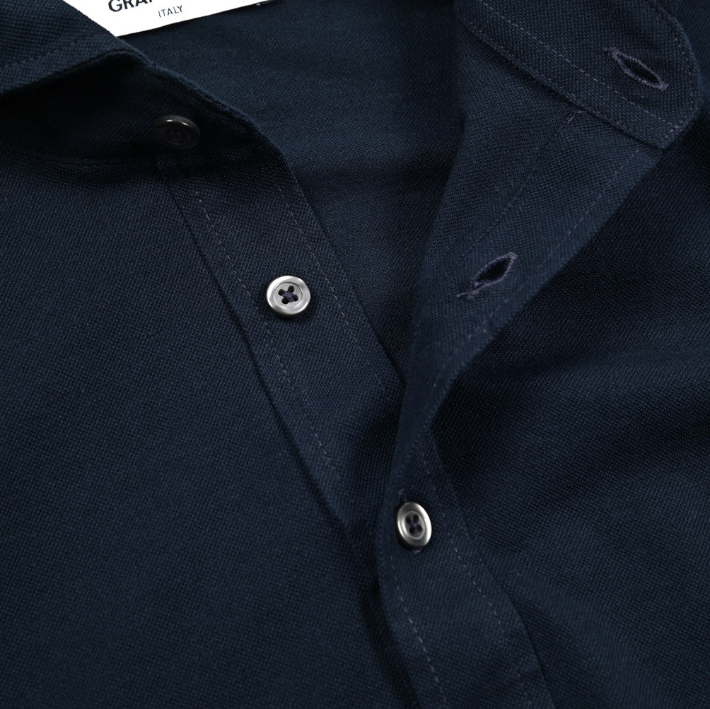 SALE|GRAN SASSO コットン100% 長袖ジャージーポロシャツ