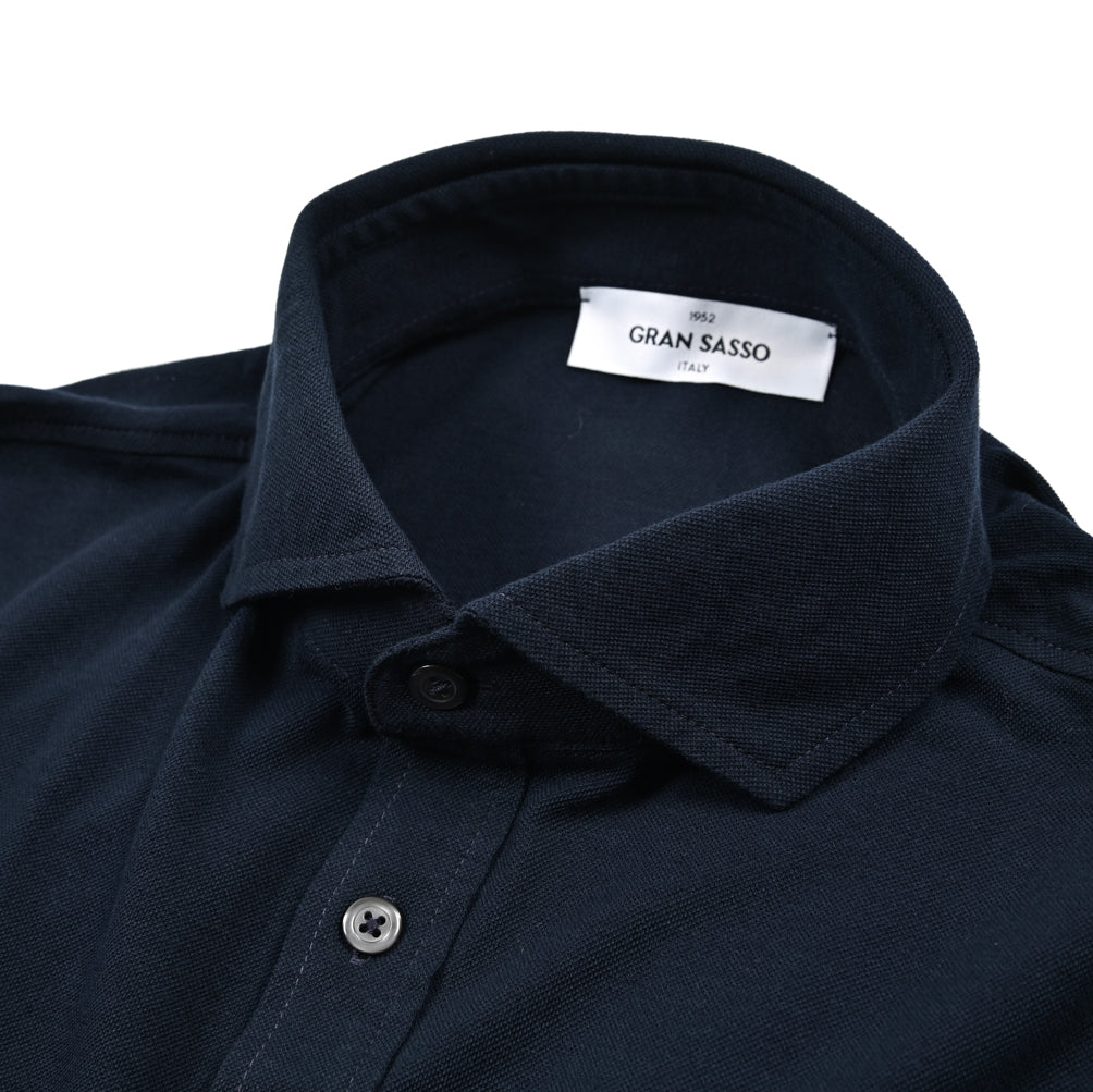 SALE|GRAN SASSO コットン100% 長袖ジャージーポロシャツ