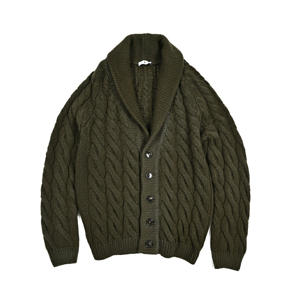 PT TORINO ウールカシミヤ ショールカラーケーブルニットカーディガン