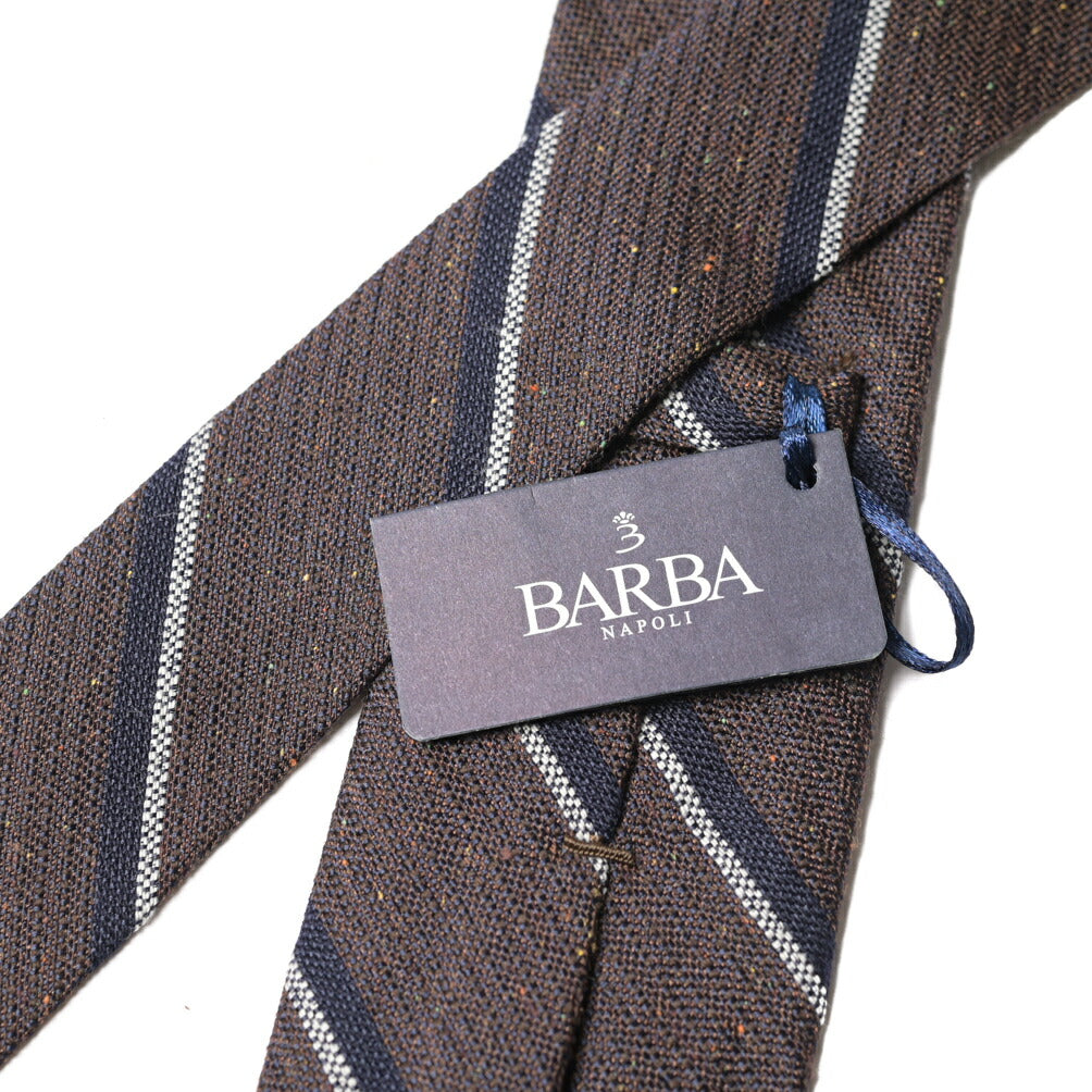 BARBA シルク混ウール レジメンタルネクタイ (セッテピエゲ)