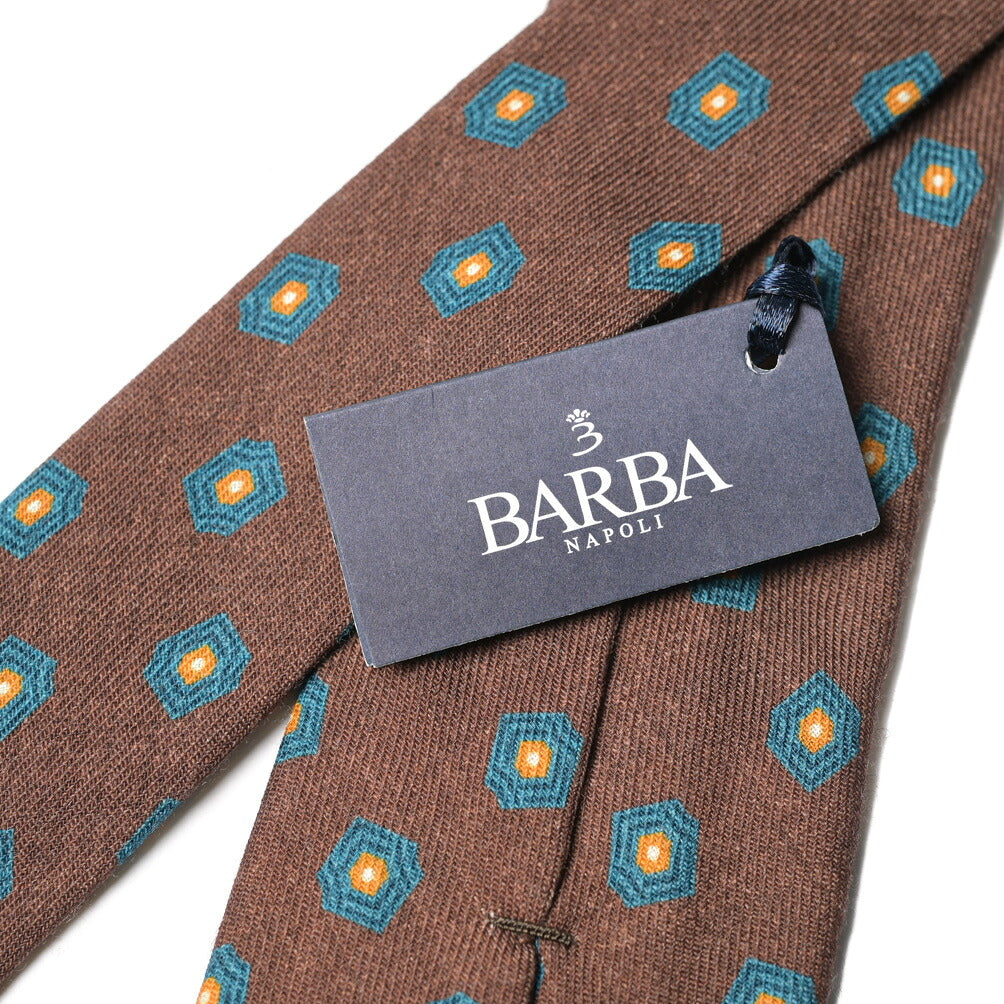 BARBA ウール100% 小紋柄ネクタイ(セッテピエゲ)