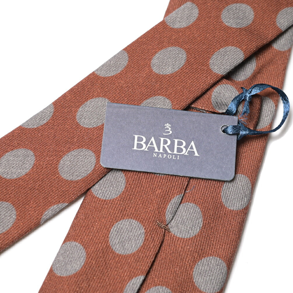 BARBA ウール100% ドット柄ネクタイ(セッテピエゲ)