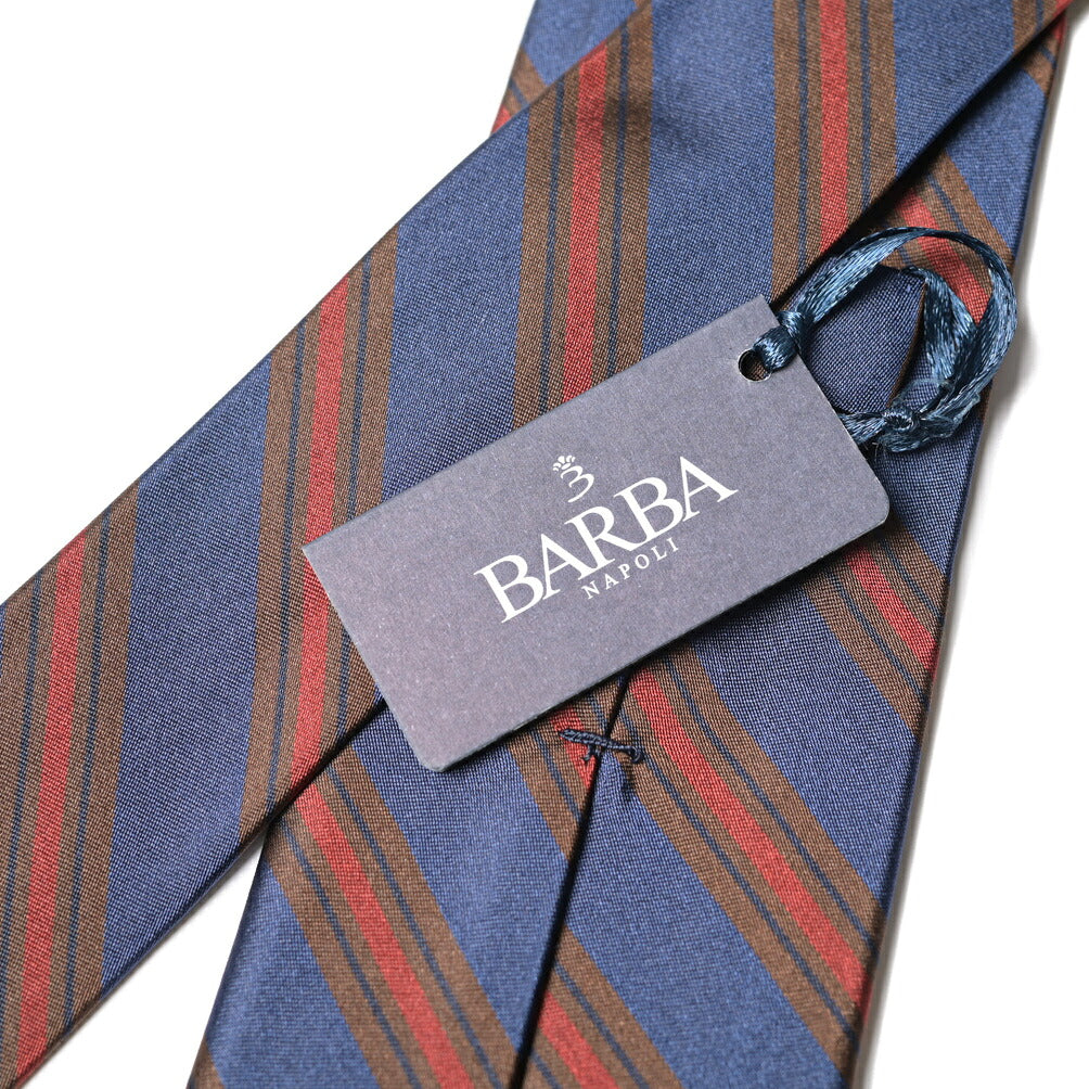BARBA シルク100% レジメンタル柄ネクタイ(セッテピエゲ)